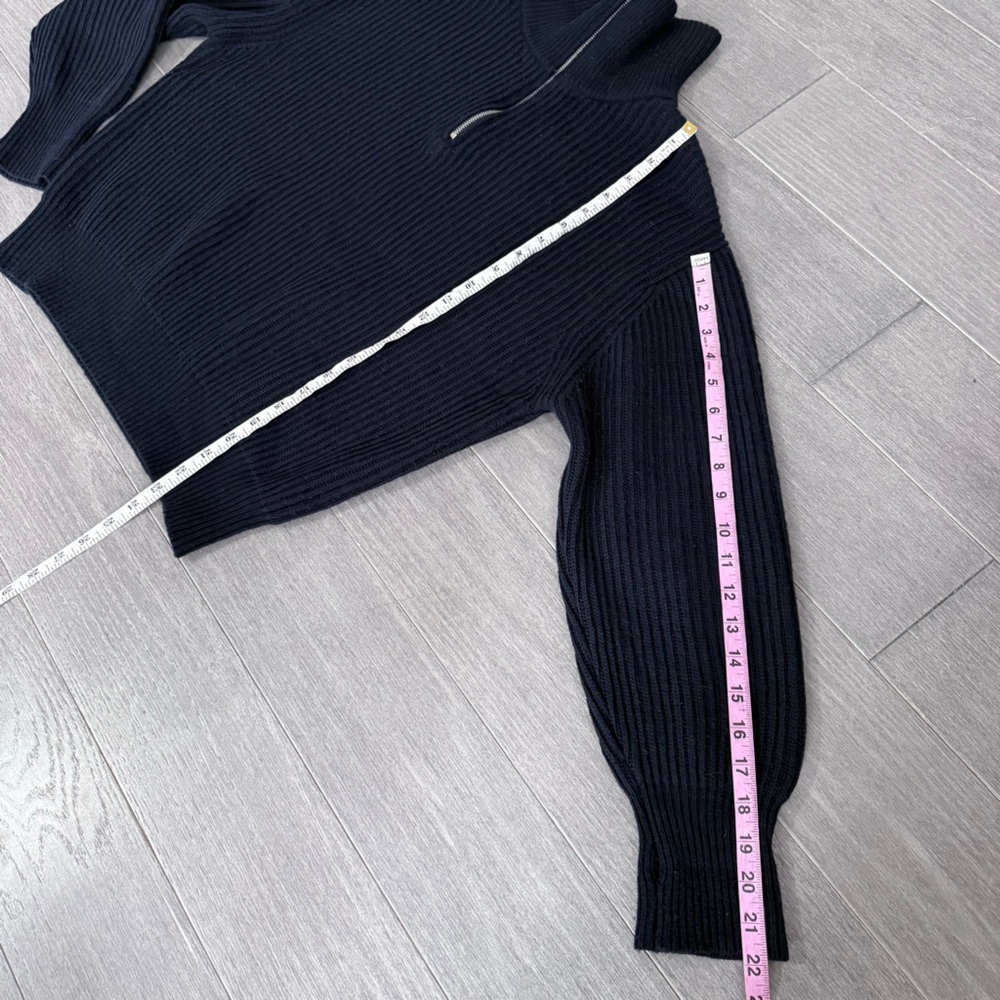 Dunst Half Zip Ribbed Wool Sweater Navy S Chunky Knit Minimalist Quiet Luxury - Picture 15 of 16